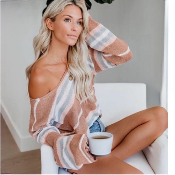 Vici Striped Relax Knit Sweater - Picture 1 of 7